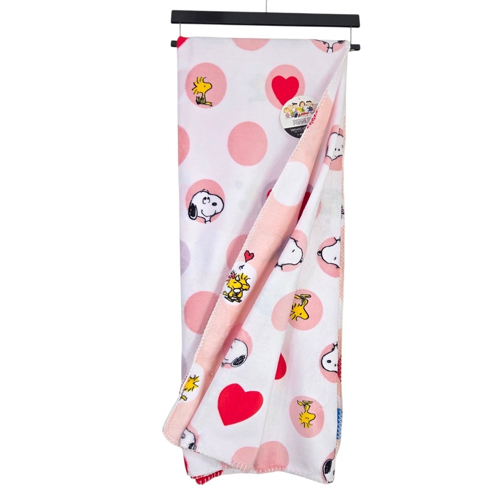Peanuts Snoopy And Woodstock Hearts Cozy Throw Blanket Multi Reversible 50x70